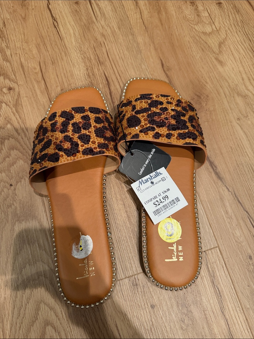 NWT Nicole Miller Leopard Slides